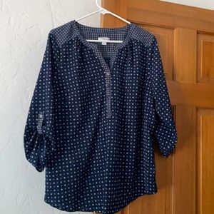 Blue and white blouse, large